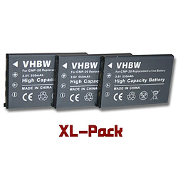 3x vhbw Li-Ion batterie 550mAh (3.6V) adaptée pour caméra Benq DC-X720, DC-X725, DC-X735, DC-X800, DC-X 720 725 735 800, DC-T700 comme NP-20.