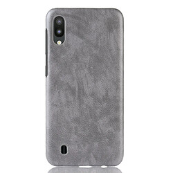 Wewoo Coque antichoc Litchi Texture PC + PU pour Galaxy M10 (Gris)