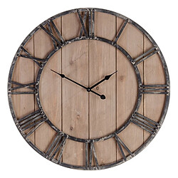 BigBuy Home Horloge Murale Naturel Noir 60 x 4 x 60 cm DMF