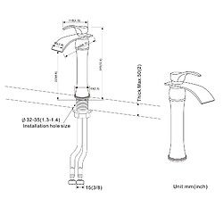 Mititigeur de lavabo et Vasque Auralum max Haut 31cm Robinet en Casacade Chromé Design Moderne en Laiton - EU Modèle