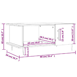 vidaXL Table basse chêne sonoma 90x50x40 cm bois d'ingénierie pas cher