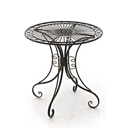 Decoshop26 Table de jardin en fer forgé diamètre Ø 70 cm bronze vieilli MDJ10050