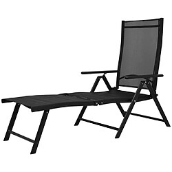 Helloshop26 Transat chaise longue bain de soleil lit de jardin terrasse meuble d'extérieur pliable aluminium noir 02_0012806 