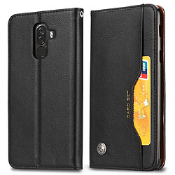 Wewoo Housse Coque Étui en cuir à rabat horizontal avec texture de peau pour Xiaomi Pocophone F1avec cadre photo et supportlogements cartes et porte-monnaie noir