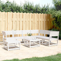 vidaXL Salon de jardin 7 pcs Blanc Bois de pin massif