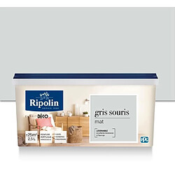 RIPOLIN Peinture murale toutes pieces, Ripolin - Gris souris Mat, 2,5L