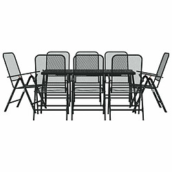 Ensemble à manger de jardin 9 pcs,Table et chaise à dîner anthracite métal maille -MN70897