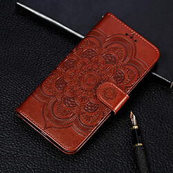 Wewoo Coque Etui à rabat en cuir Mandala avec motif gaufrage pour iPhone 11 Pro support et logements cartes portefeuille et cadre photo et lanière Marron