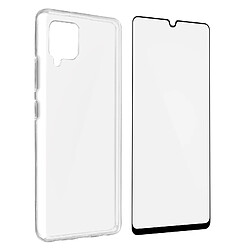 Avizar Coque Samsung Galaxy A42 5G Souple et Film Verre Trempé Dureté 9H Noir