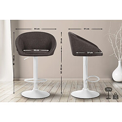 Acheter Decoshop26 Tabouret de bar assise pivotante à 360° hauteur réglable en tissu gris foncé piètement en métal blanc 10_0004775