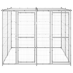 vidaXL Chenil extérieur Acier galvanisé avec toit 4,84 m²