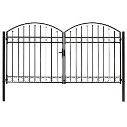 vidaXL Portillon double porte avec dessus arqué Acier 300x175 cm Noir