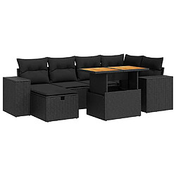 vidaXL Salon de jardin avec coussins 8 pcs noir résine tressée acacia