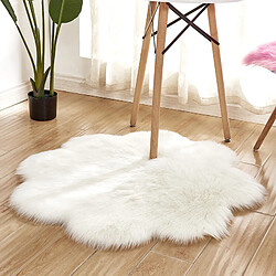 LUUCOZK Tapis moelleux en fausse fourrure pour chambre à coucher, salon - Blanc-Fleur de prunier diamètre 90