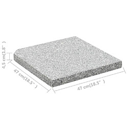 vidaXL Plaques de poids de parasol 4 pcs Granit Gris Carré 100 kg pas cher