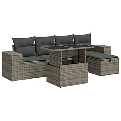 vidaXL Salon de jardin 6 pcs avec coussins gris résine tressée