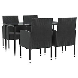 vidaXL Ensemble à manger de jardin 5 pcs noir résine tressée et acier