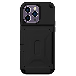 Coque en TPU + acrylique avec béquille et porte-carte pour votre iPhone 14 Pro - noir