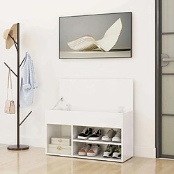 Avis Maison Chic Banc à chaussures | Meuble de rangement à chaussures Meuble d'Entrée Blanc brillant 80x30x45 cm Aggloméré -MN79328