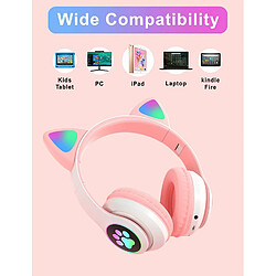 YUANFU-STN-28 Casque Bluetooth sans fil avec oreilles de chat professionnelles (Casque supra-auriculaire Bluetooth avec microphone nouveau style - nouveau rose) pas cher