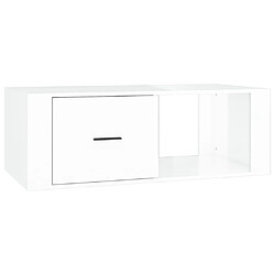 Maison Chic Tabls basse,Table Console pour salon Blanc brillant 100x50,5x35 cm Bois d'ingénierie -MN25207