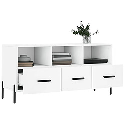 Avis vidaXL Meuble TV blanc 102x36x50 cm bois d'ingénierie