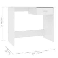 Acheter Helloshop26 Bureau table poste de travail meuble d'ordinateur informatique étude 100 x 50 x 76 cm bois d'ingénierie blanc 02_0023495