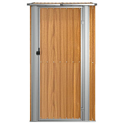 Helloshop26 Abri de jardin cabane cabanon maison de stockage remise extérieur hangar outils robuste 118,5 x 97 x 209,5 cm acier galvanisé marron 02_0022266