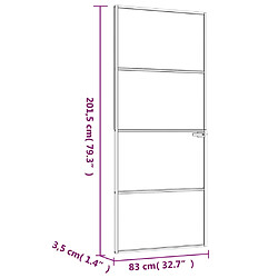 vidaXL Porte d'intérieur Noir 83x201,5 cm Trempé verre aluminium fin pas cher