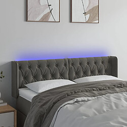 vidaXL Tête de lit à LED Gris foncé 163x16x78/88 cm Velours