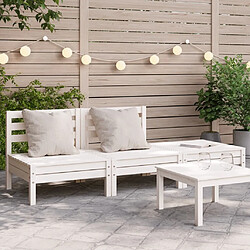 Maison Chic Canapé de jardin 3 places | Canapé Sofa d'extérieur | Fauteuil terrasse blanc bois de pin massif -MN62689