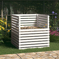 vidaXL Composteur Blanc 100x100x102 cm Bois massif de pin