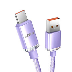 Lot de 2 câbles USB C 6 A violet de 1 m, câble de charge rapide de type C 120 W