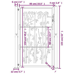 vidaXL Portail de jardin anthracite 105x155 cm acier design de bambou pas cher