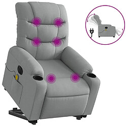 Maison Chic Fauteuil Relax pour salon, Fauteuil inclinable de massage électrique Gris clair Tissu -GKD66868