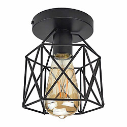 STOEX Retro Plafonnier Industrielle en Métal Carré Fer Noir, Suspension Cage Cube Luminaire E27 pour Salon Chambre Café Bar Restaurent Entrée Couloir (Noir)