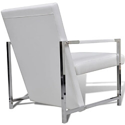 Avis vidaXL Fauteuils lot de 2 avec cadre chromé blanc similicuir