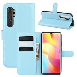 Etui en PU peau de litchi magnétique avec support bleu clair pour votre Xiaomi Mi Note 10 Lite