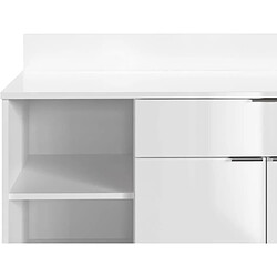 Tbs Buffet Cuisine - 2 portes + 1 tiroir - Mélaminé blanc - L 100 x P 42 x H 95 cm pas cher