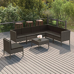 Maison Chic Salon de jardin 8 pcs + coussins - Mobilier/Meubles de jardin - Table et chaises d'extérieur Résine tressée Gris -MN14632