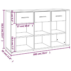 vidaXL Buffet Sonoma gris 100x30x59,5 cm Bois d'ingénierie pas cher