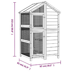 vidaXL Maison à oiseaux gris 97x81x152 cm bois massif de pin pas cher