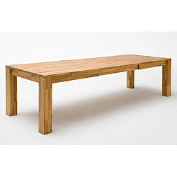 Pegane Table à manger en chêne sauvage massif huilé - Longueur 160/205/250 x Hauteur 77 x Profondeur 90 cm