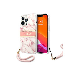 Guess Maroquinerie Guess Coque pour Apple iPhone 13 Pro Marble Strap Rose