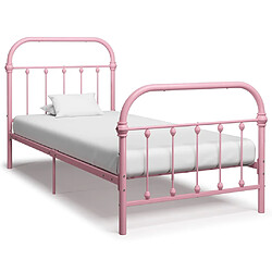 vidaXL Cadre de lit sans matelas rose métal 90x200 cm