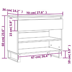 vidaXL Armoire à chaussures Sonoma gris 70x36x60 cm Bois d'ingénierie pas cher