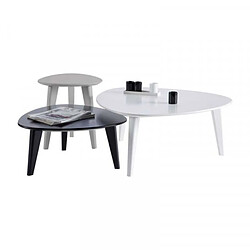 Dansmamaison Trio de tables basses Blanc/Noir/Gris - LILLE