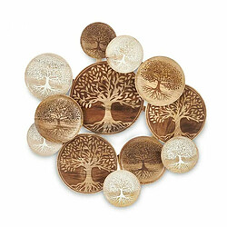 Gift Decor Décoration murale Blanc Marron Bois de manguier Arbre de vie 76 x 70 x 5 cm