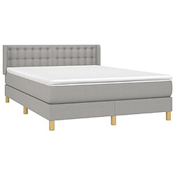 Avis Maison Chic Lit Adulte - Lit simple Lit à sommier tapissier avec matelas moelleux - Meuble de Chambre - Gris clair 140x200cm Tissu -MN20389