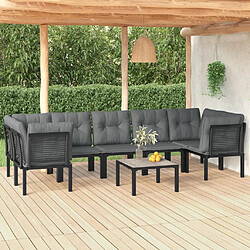 vidaXL Salon de jardin 8 pcs noir et gris résine tressée